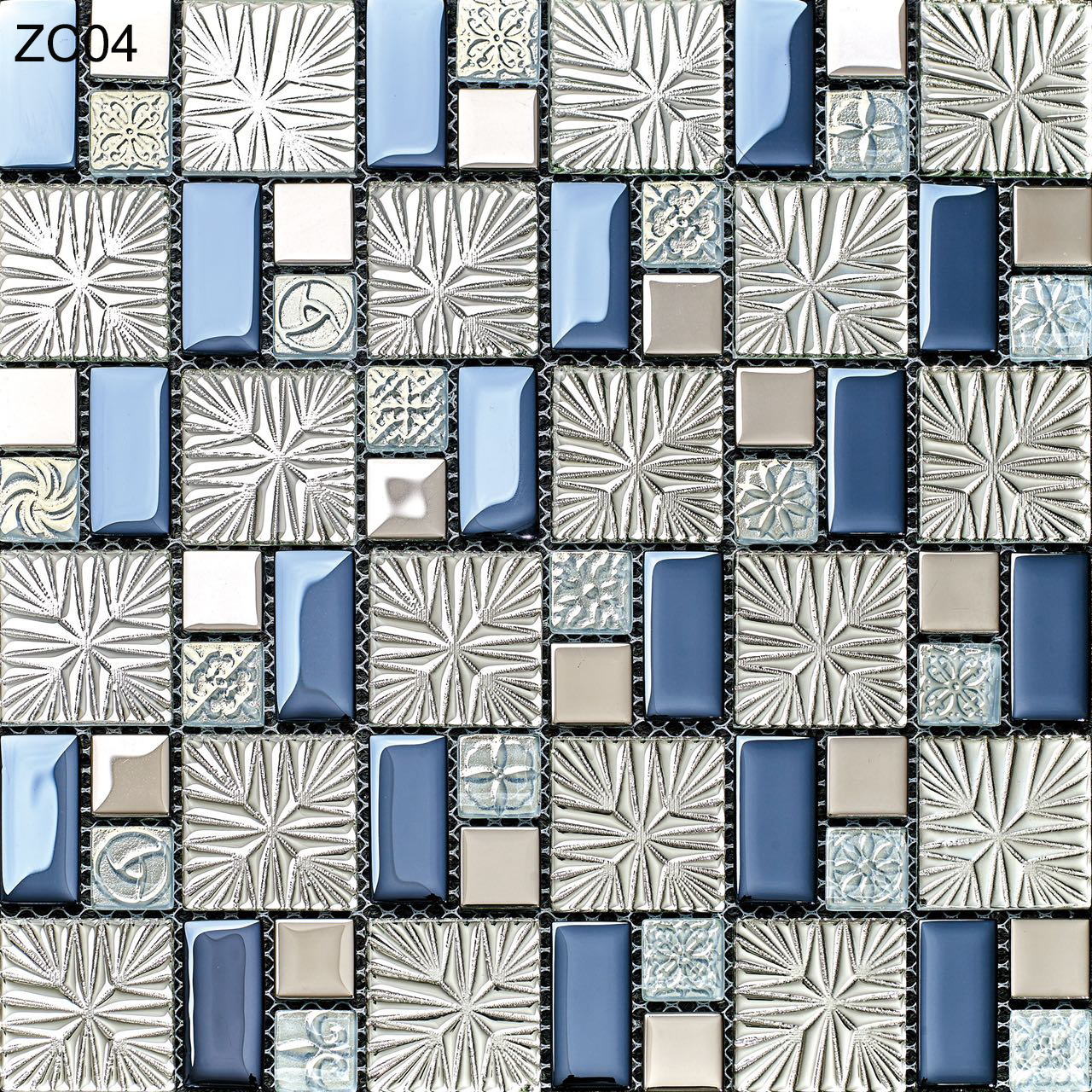Elegant and Non-slip Glass and Metal Wall Swimming Pool Mosaics For Renovation