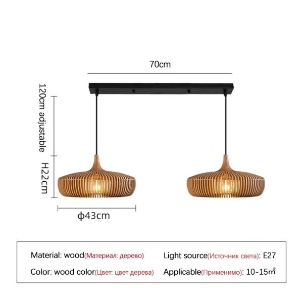 Dining Table Lighting Fixtures Bedroom Home Retro Art Designer Led Wooden Pendant Light(WH-WP-140)