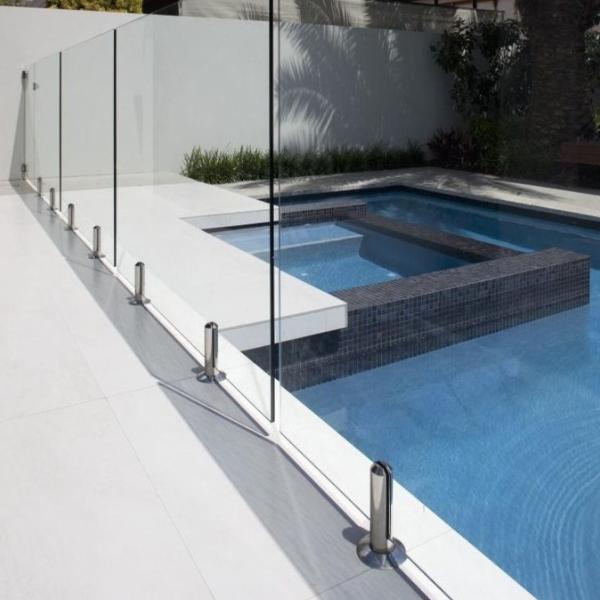 Flat Curved Laminated Glass Railing Safety Tempered Glass Staircase Handrail Balustrade Modern Frameless Glass Guardrail Customized Size