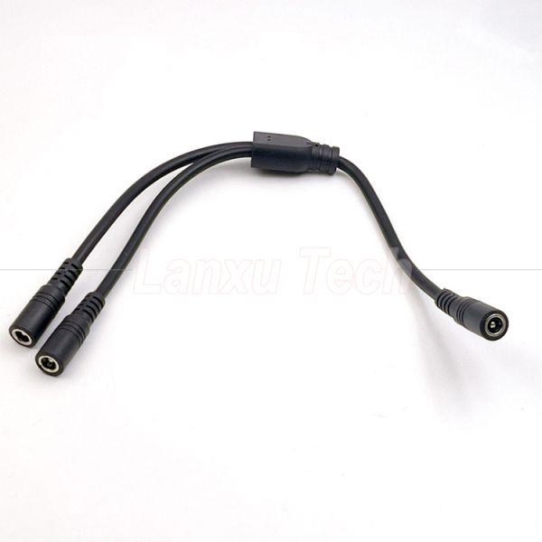1 Female to 2 Ways Female DC 5.5x2.1mm Splitter Power Extension Cable for CCTV Security Camera LED Strip Light