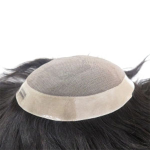 Remy Hair High Density Adhesive Afro Curl PU Lace Hair Replacement System Toupee for Black Men
