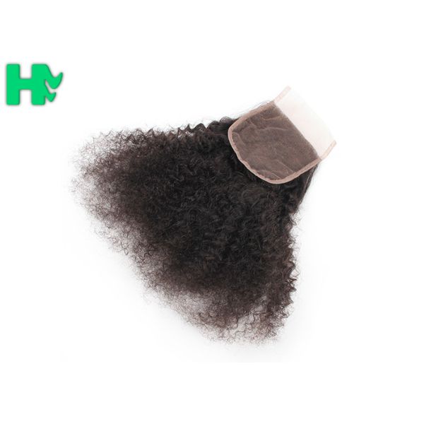 Comfortable Soft Silk Base Brazillian Human Hair Closure Kinky Curly Style