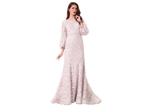 Mermaid Balloon Sleeve Saudi Arabic Evening Gowns Fully lined OEM / ODM