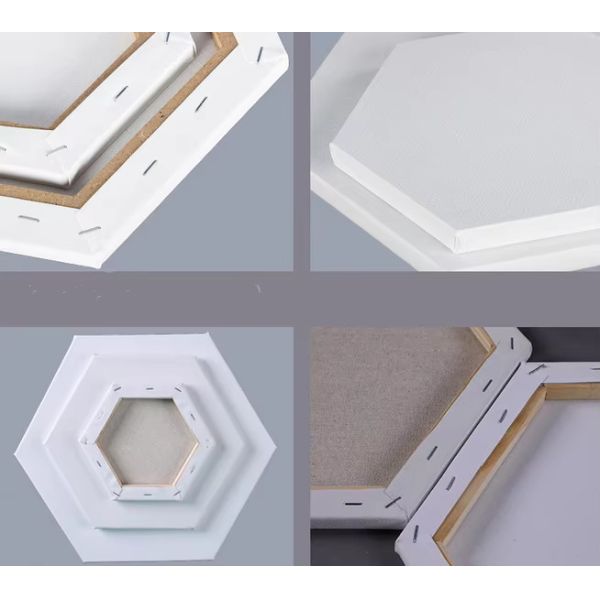 Hexagon Shaped Stretched Canvas Board Acrylic Painting stretched canvas with frame
