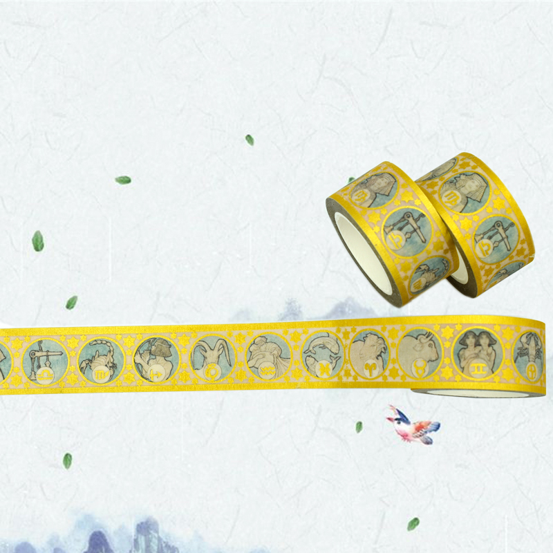 Слипчивая пакуя лента Washi года сбора винограда сусального золота 42g