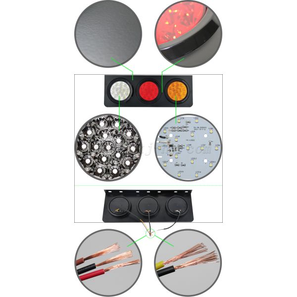Auto Truck Car Rear Tail Turn Signal Light with Iron Bracket Base and 48pcs LED Chips