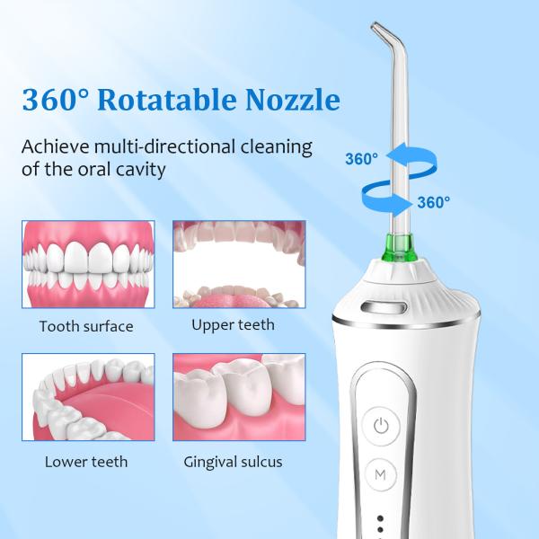 Ozone L'eau électrique Flosser ménager de nettoyage buccal alimenté par batterie Portable IPX7 irrigateur oral sans fil