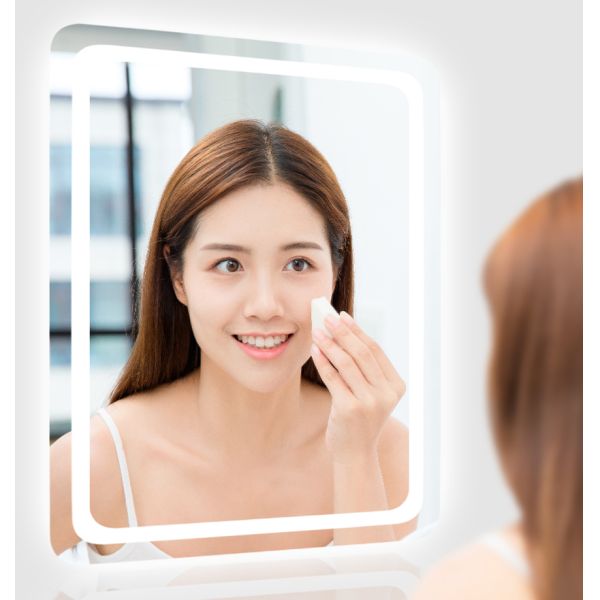 Modern Luxury Wall-mounted Smart LED Vanity Mirror Anti-Fog Backlit Light Frameless IP44 for Home Hotel Villas-Rectangle Design