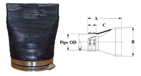 Rubber Duckbill Check Valve Corrosion Resistant With Stainless Steel Clamps Ends