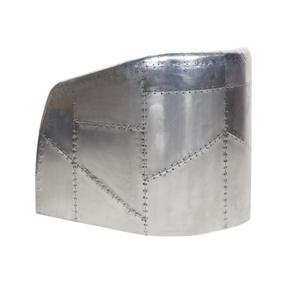 Strong Aviator Style Chair With Aluminium Back And Top Grain Ox Leather Cushion