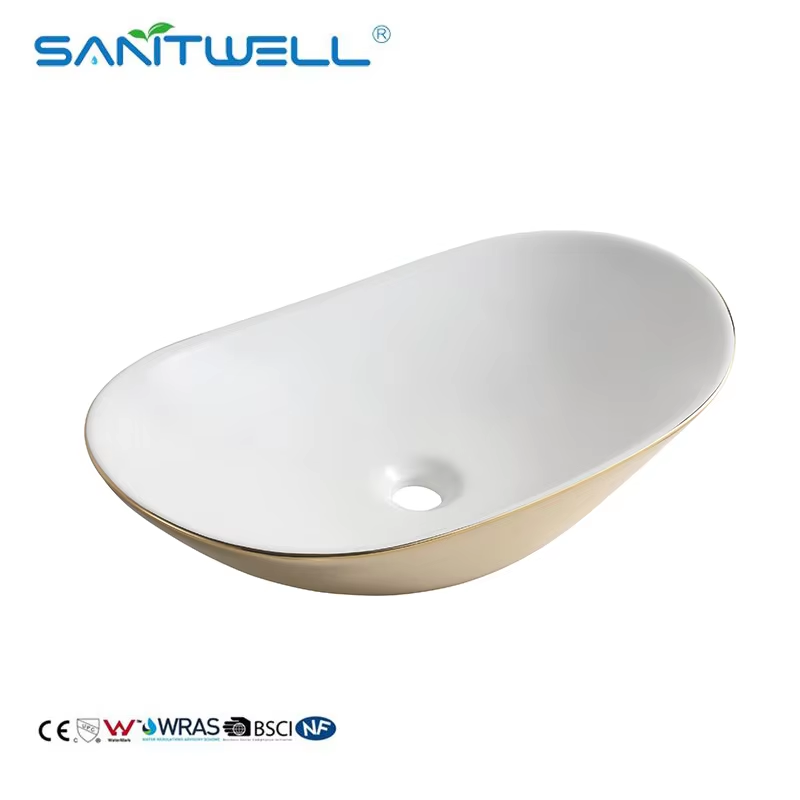 Boat Top Quality Shape Bathroom Sink Wholesale Price Ceramic Oval Wash Basin Above Counter Basin