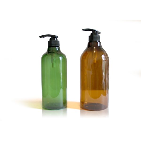 500ml Translucent Green Lotion Bottle / Round Cosmetic Bottles With Sleek Neck