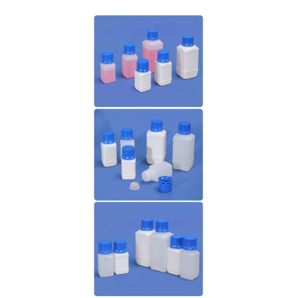 Квадратная пустая бутылка с лабораторным реагентом из HDPE из пластика 125 мл