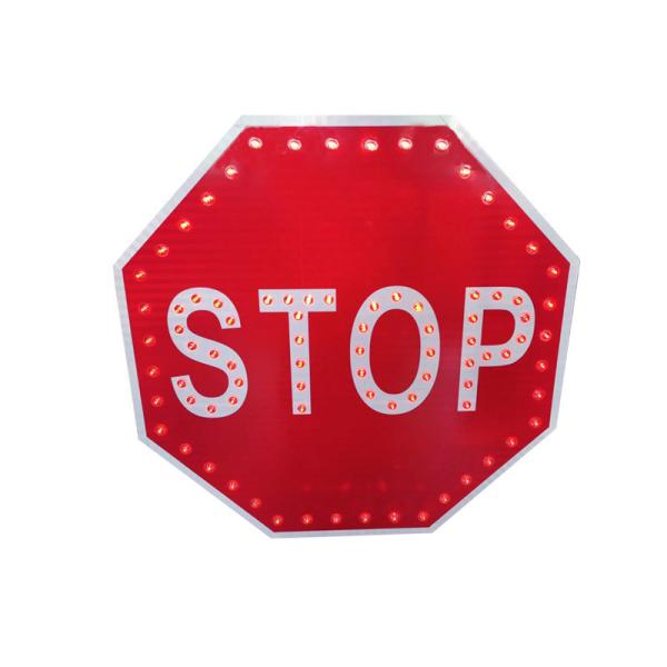 Octagon Solar Powered Street Signs Aluminum 6.6AH Traffic Led Warning Signs