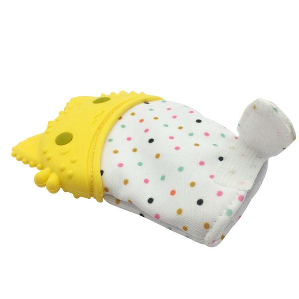 Cute Cat Shape Food-Grade Silicone Baby Teether Teething Mittens Glove Mitt For Baby