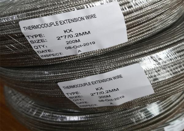 2x0.5mm 2x0.6mm 2x0.8mm Type E Thermocouple Extension Wire Metal Shield Fiberglass / PFA Insulated