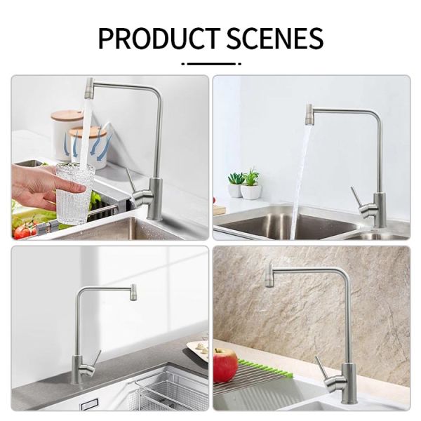 SONSILL Kitchen Luxury 304 Stainless Steel Single Handle Wire Drawing Sink Faucet