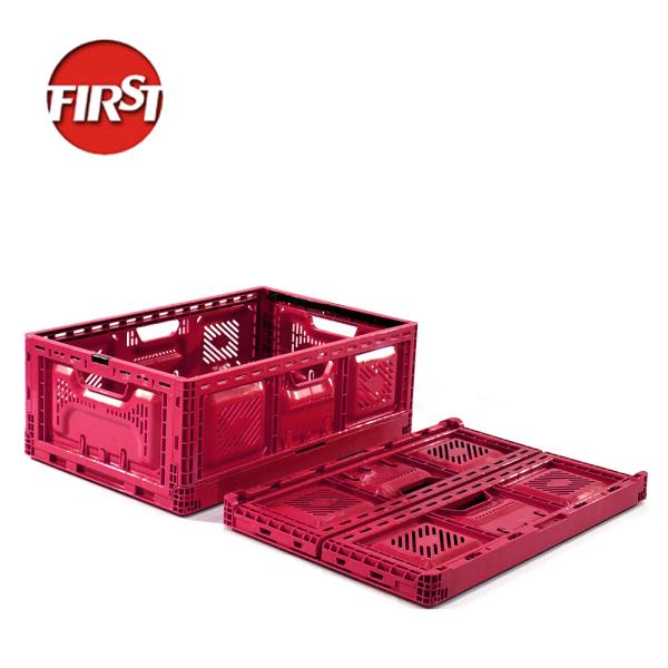 Cages en plastique empilables ventilées à l'usine pour panier de légumes pliable Taille 600*400*52 mm