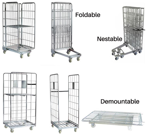 Security 3 Sides Roll Cage Trolley for Store Electric Spareparts