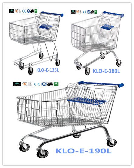 American Style 71L UK Shopping Cart With Base Grid , Grocery Shopping Trolley