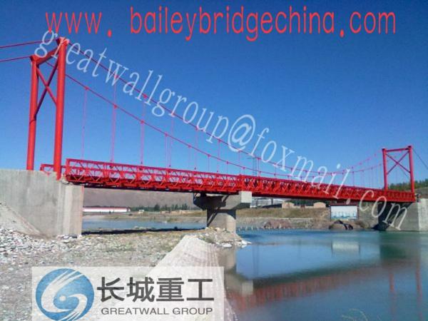 Big Span Portable Pedestrian Bridge , Steel Cable Suspension Bridge