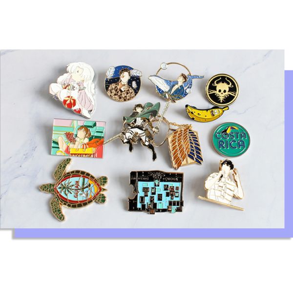 Custom Logo Hard Enamel Glitter Pearl Lapel Pin Metal Badge for Kpop Anime Fashion