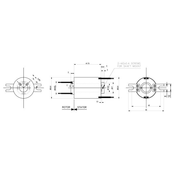 2 EtherCAT Channels Slip Ring with 0.51inch Bore and 300rpm Rotation Speed