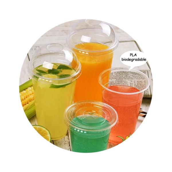 Custom Printed Plastic Cup With Lids Disposable Eco Friendly PET PLA Clear 24oz