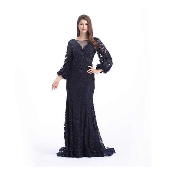 Saudi Arabic Mermaid Long Sleeve Evening Gowns Off - Shoulder Muslim Sexy Style