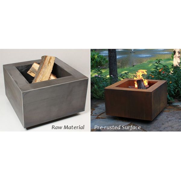 Outdoor Wood Burning Square Metal Fire Pit 600 X 600 X H500mm