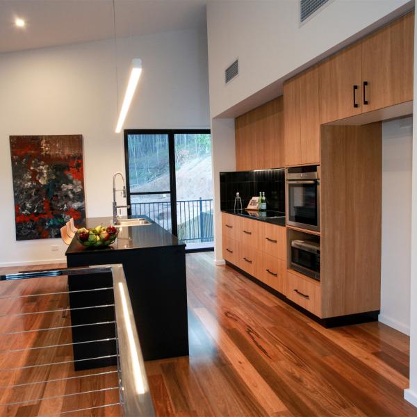 Black Color Melamine Complete Kitchen Cabinet Wood Texture