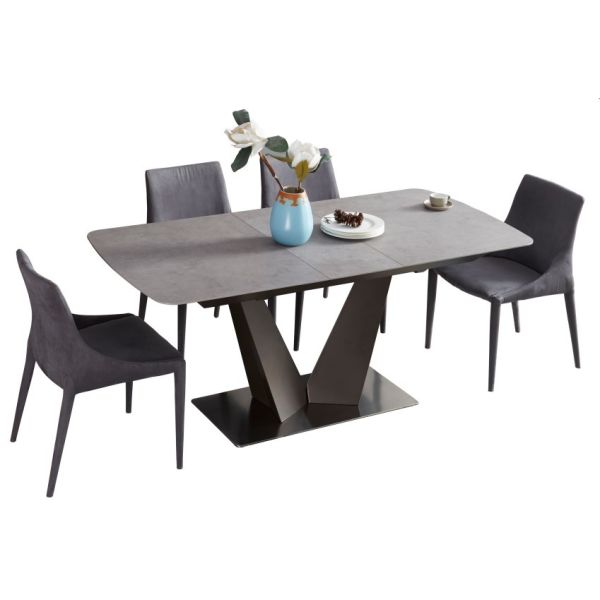 Table à manger moderne meubles assis chaises confortables avec base en acier inoxydable