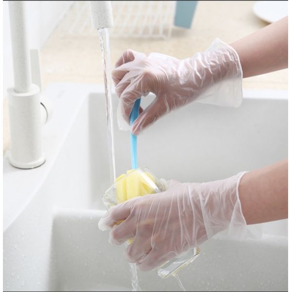 Kitchen Food Safe Disposable PVC Gloves / Plastic Disposable Gloves