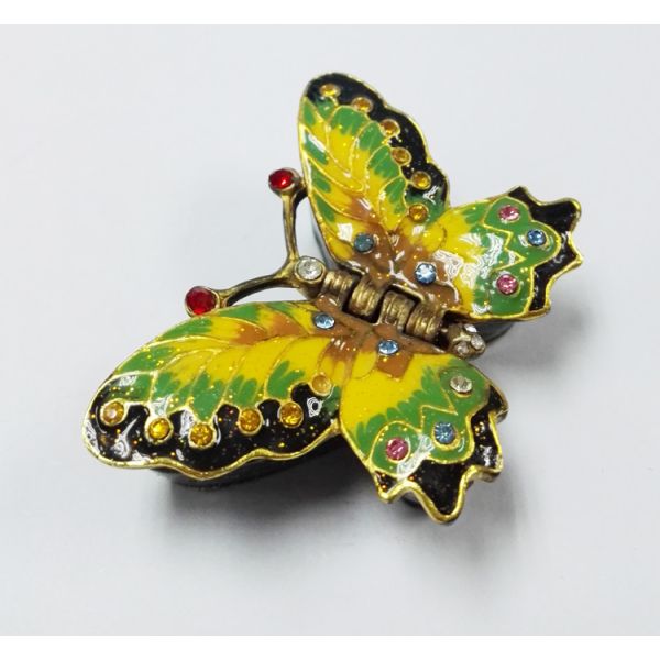 Butterfly Design Colored gold Metal Jewelry Box