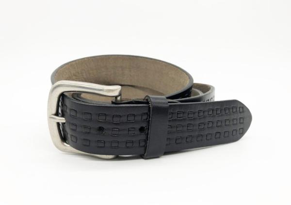 Foursquare Pattern Leather Waist Belt , Custom Embossed Belts With Zinc Alloy Buckle