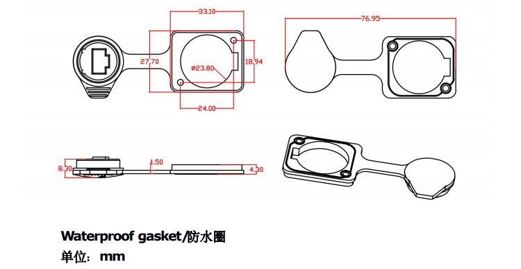 Коннектор для монтажа женской панели на заказ Industrial Rj45 IP65 Connector