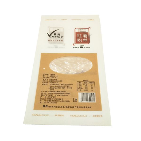 Cotton Paper Three Side Seal Pouch Noodle Packaging With Window