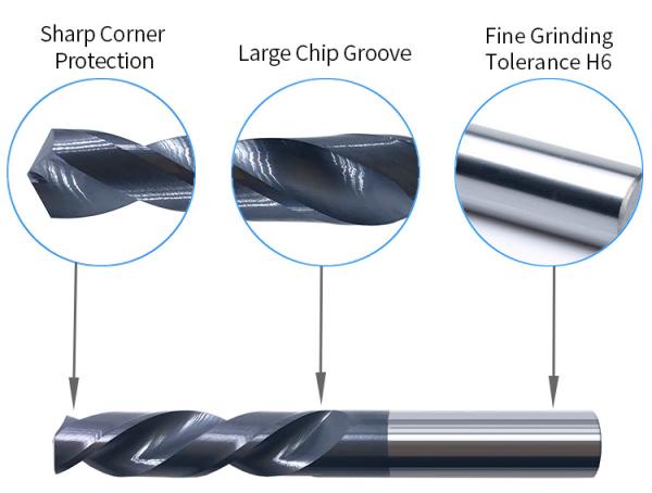 Straight Flute Carbide Drill Bits With Tungsten Steel Grade Titanium Nitride Coating
