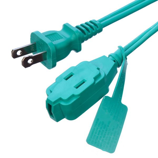 ETL 3 Outlet Brown Multiple Outlets SPT-2 14 Gauge 6FT 12FT 2 Prong Extension Cord Power Strip with Safety Cap Cover