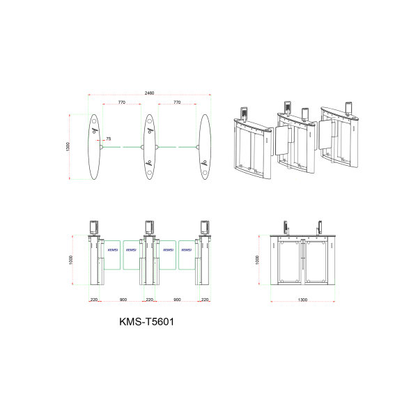 Commercial building speed gate with fingerprint & QR code recognition fast opening and infrared sensors