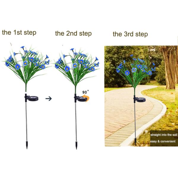 Solar Artificial Daisy Flower Lights Ground Decoration Lawn Lamp