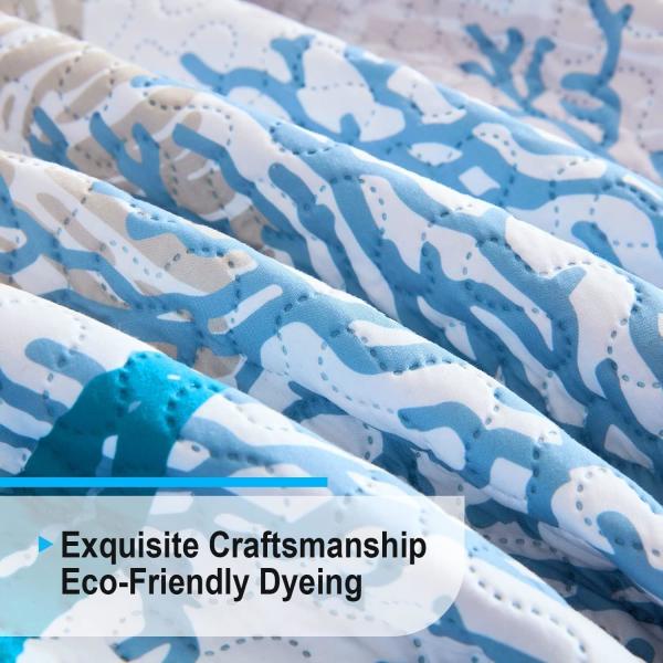 Coastal Full Queen Reversible Microfiber Quilt Set with 2 Shams