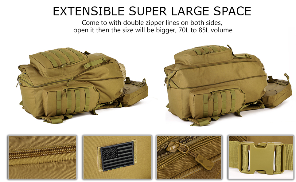 Tactical ornaments Army Backpack, Tactical Hiking Daypack 70-85L ornaments MOLLE Assault Backpack Army Traveling Campi