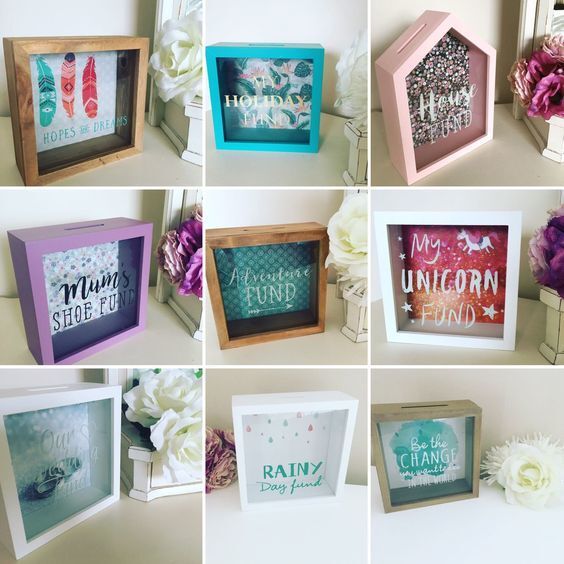 Rectangular Decorative Wooden Picture Frames Coins Safe Wooden Cash Box