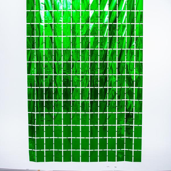 Silk Grid Metallic Fringe Backdrop 2m Curtain Foil Square Customizable