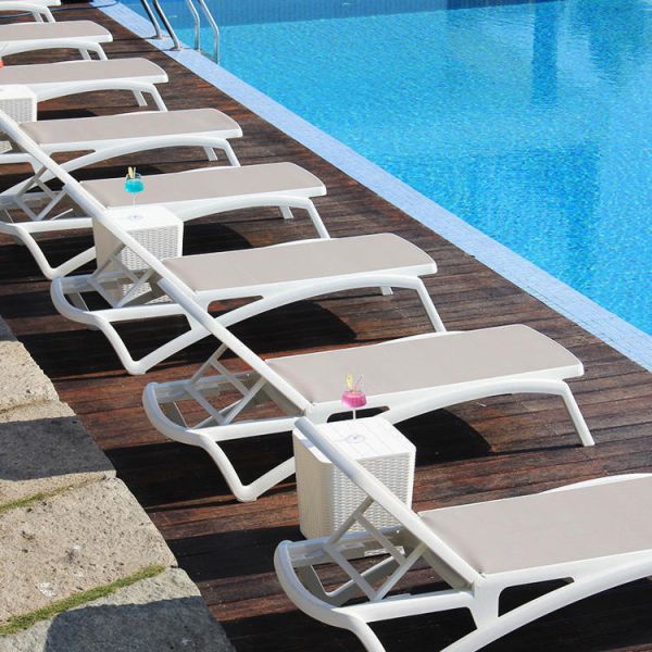 Outdoor Garden Plastic Teslin Stackable Chaise Sun Lounger Chair for Hotel Beach Patio