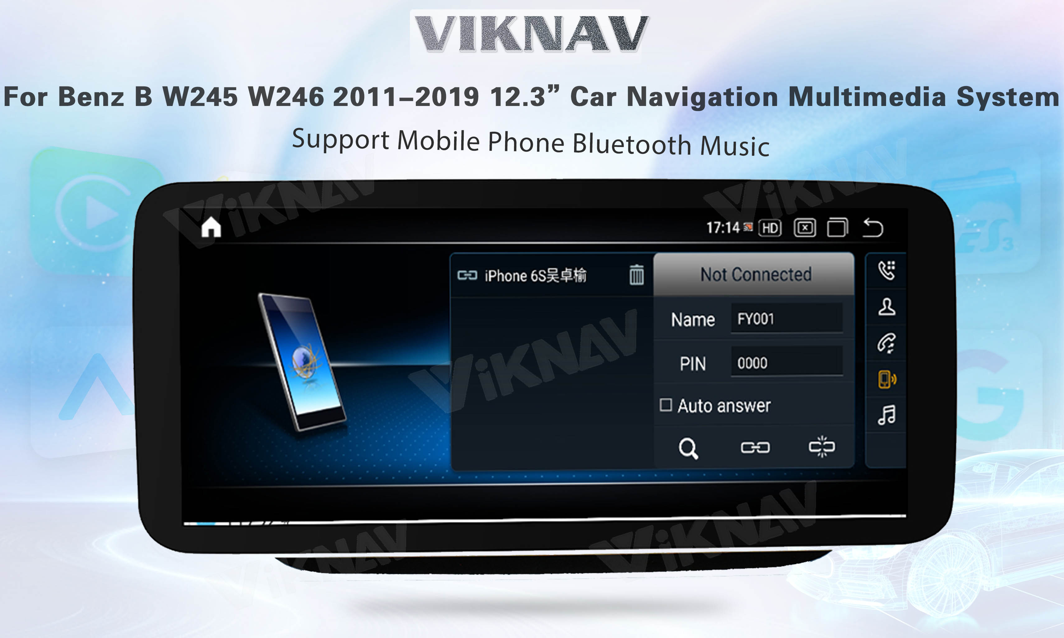Viknav Android Car Radio Для Mercedes Benz B Class W245 W246 2011-2019 12.3 дюймовый стереоплеер GPS навигация (NTG4.5)