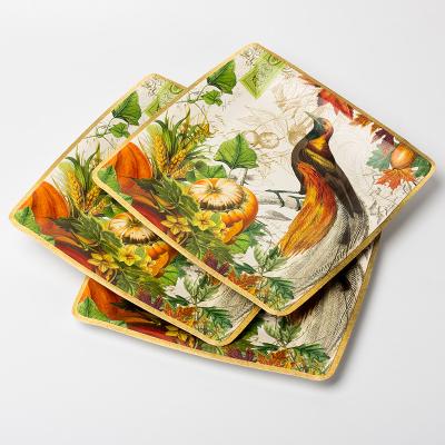 Eco Friendly Small Square Paper Plates Holiday Party Supplies Dish Tableware Set