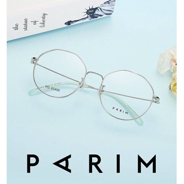 Round Men Women Parim Eyeglasses Frames Big Eye Fashionable Metal Myopic Frames