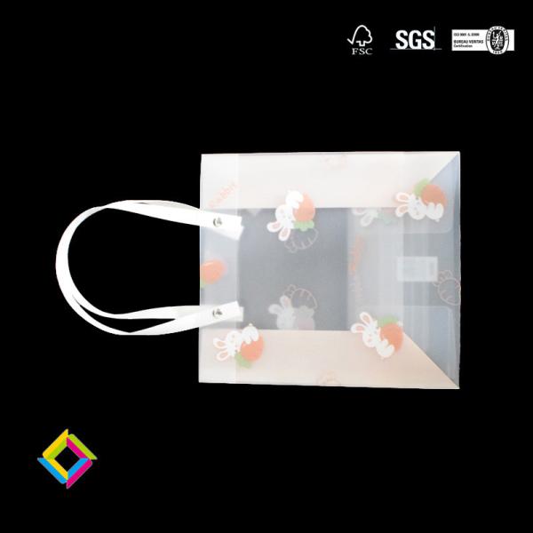 Sacos de PP congelados foscos manuseio espesso translúcido de PP plástico transparente presente embalagem impermeável bolso de compras portátil